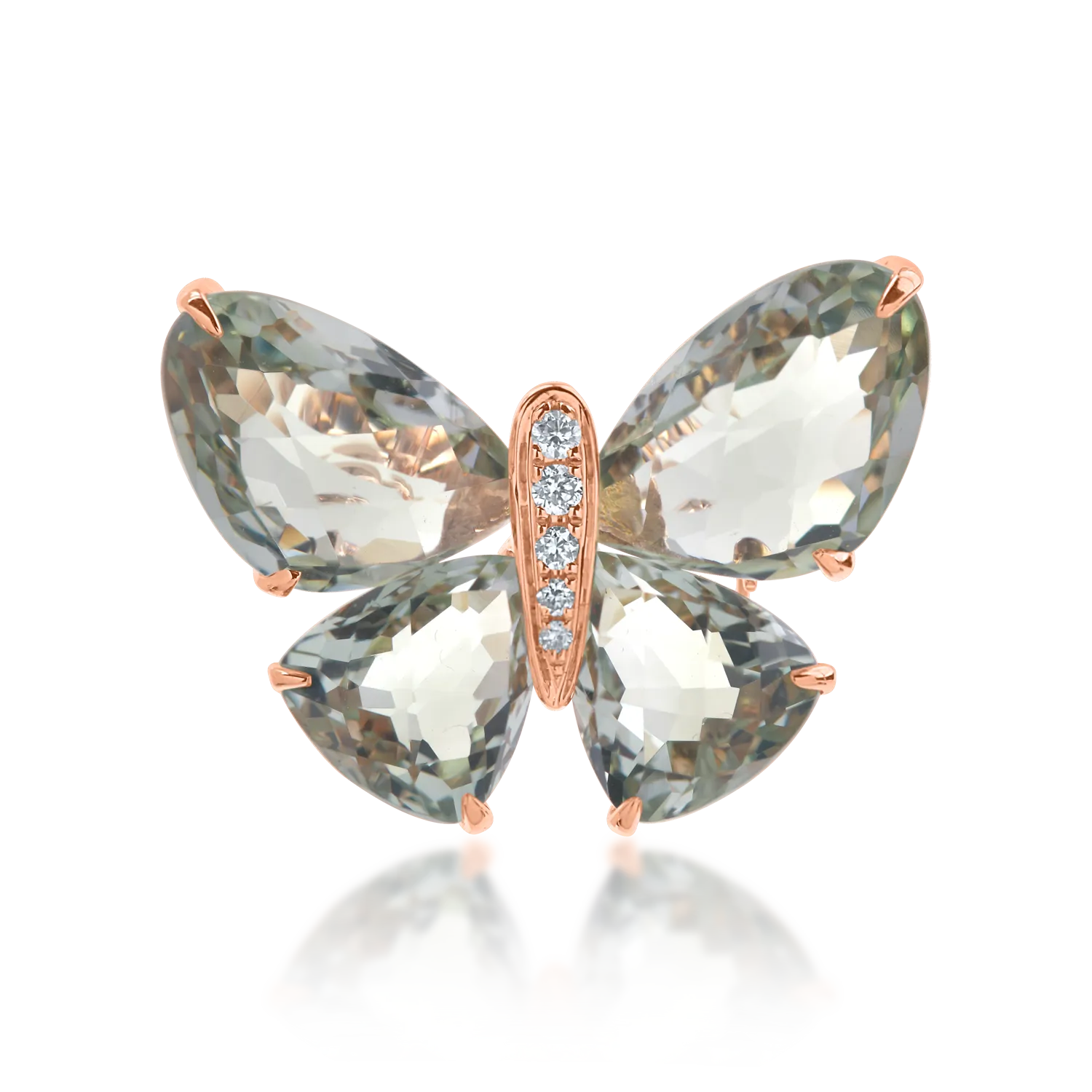 Висулка пеперуда от розово злато със скъпоценни и полускъпоценни камъни 11.67ct