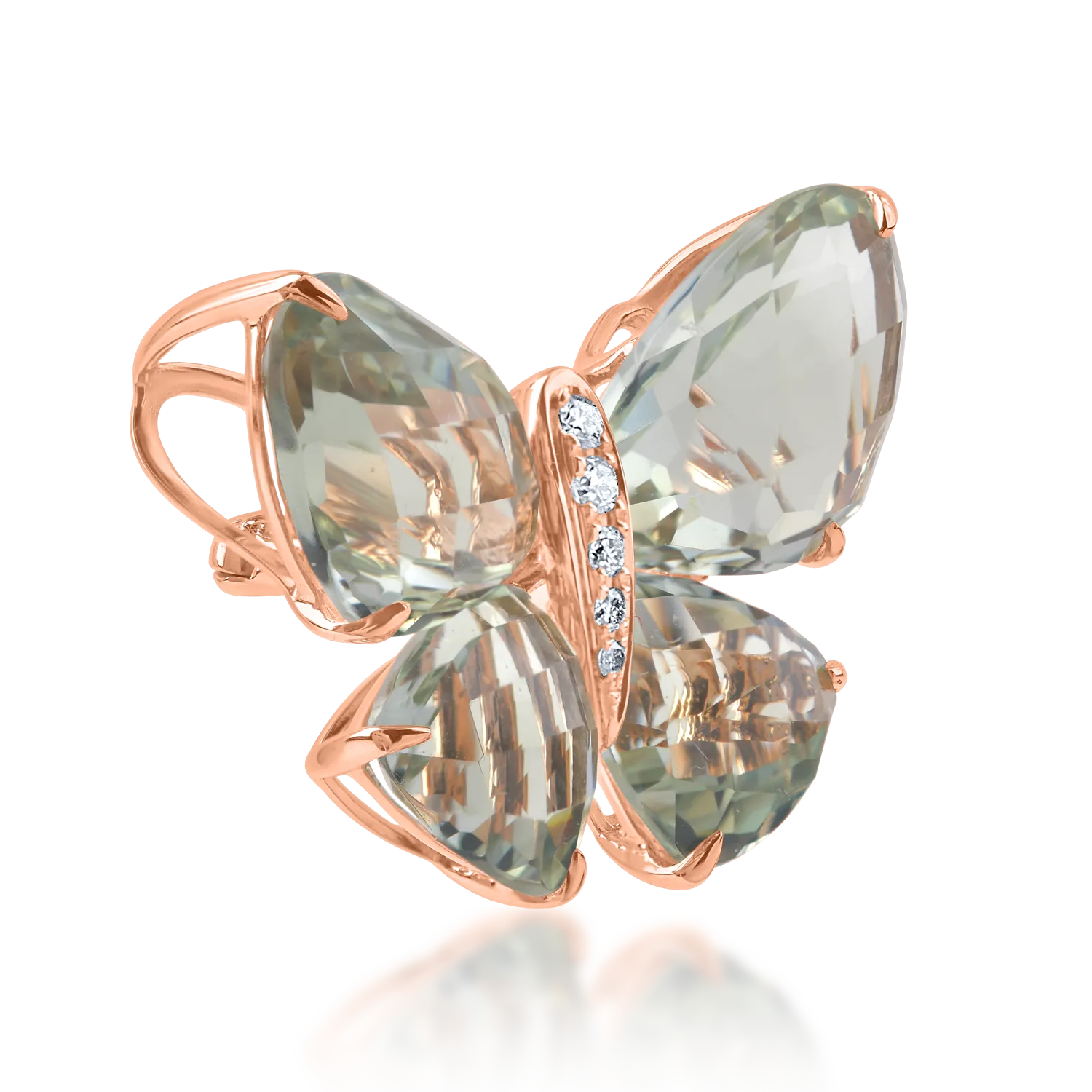 Rose gold butterfly pendant with 11.67 ct precious and semi-precious stones