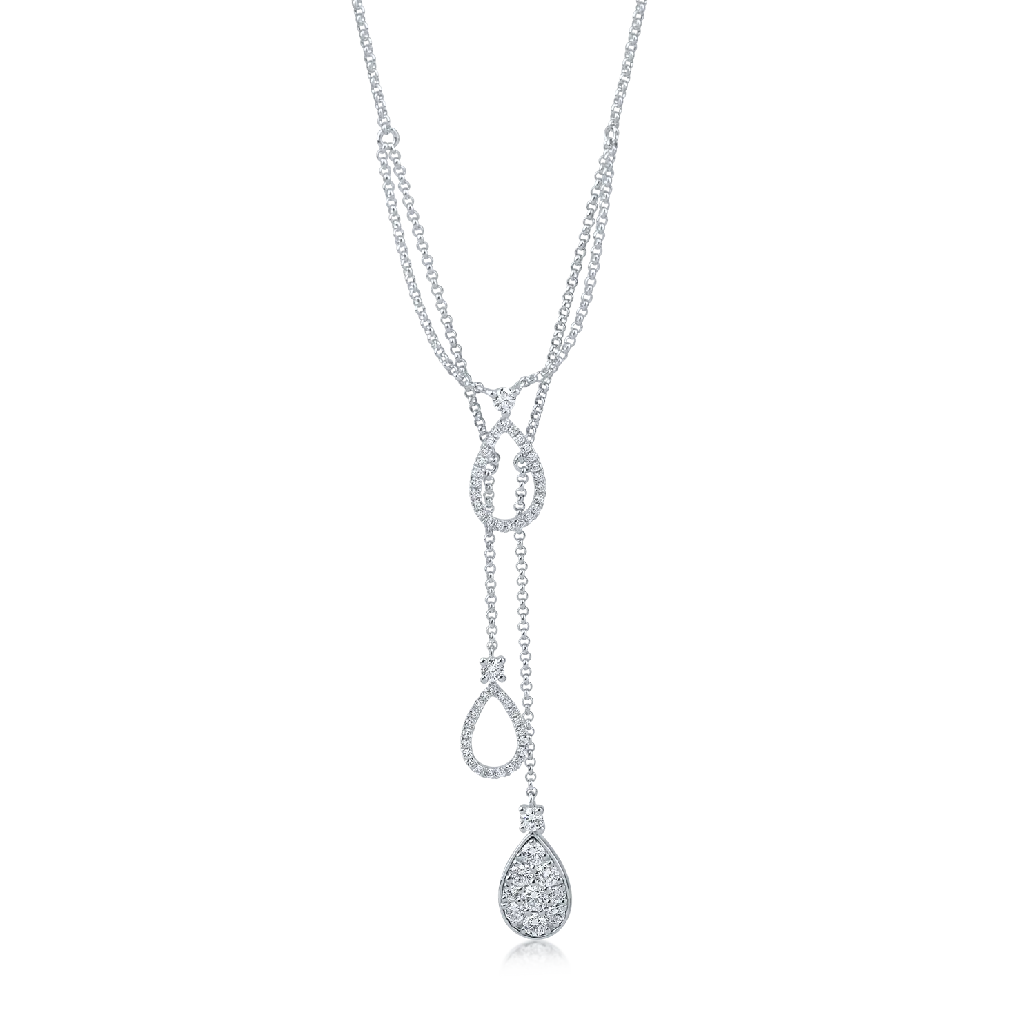 Teilor Lant cu pandative lacrima din aur alb cu diamante de 0.6ct