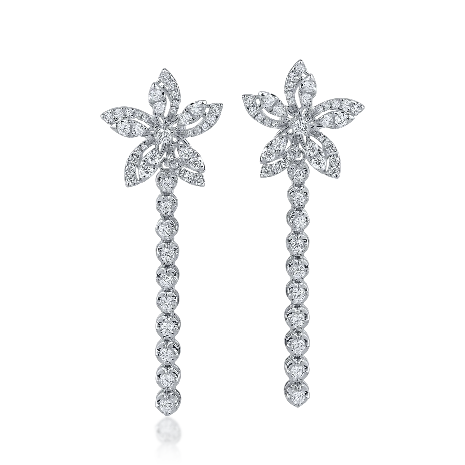 White gold flower earrings with 0.9ct diamonds