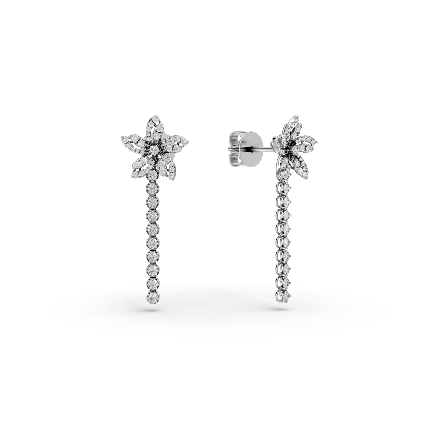 White gold flower earrings with 0.9ct diamonds