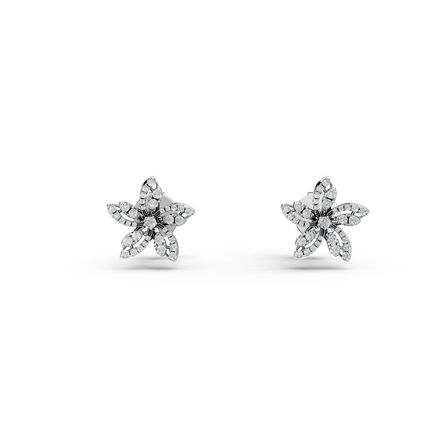 White gold flower earrings with 0.9ct diamonds