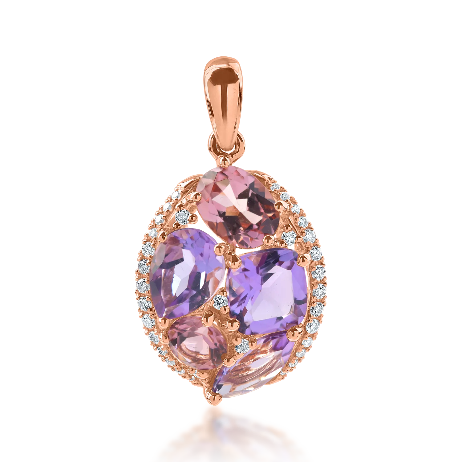 Rose gold pendant with 3.67 ct precious and semi-precious stones