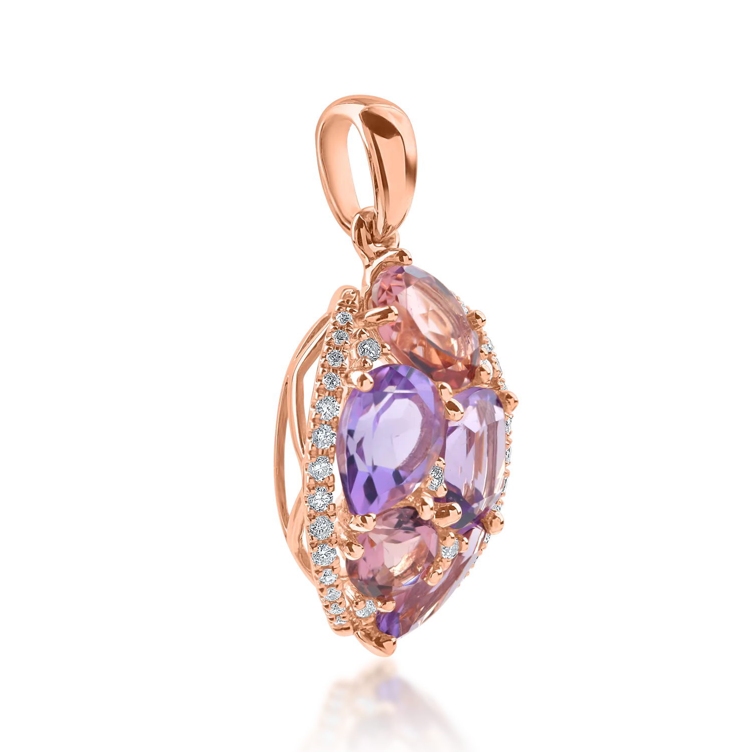 Pandantiv din aur roz cu pietre pretioase si semipretioase de 3.67ct