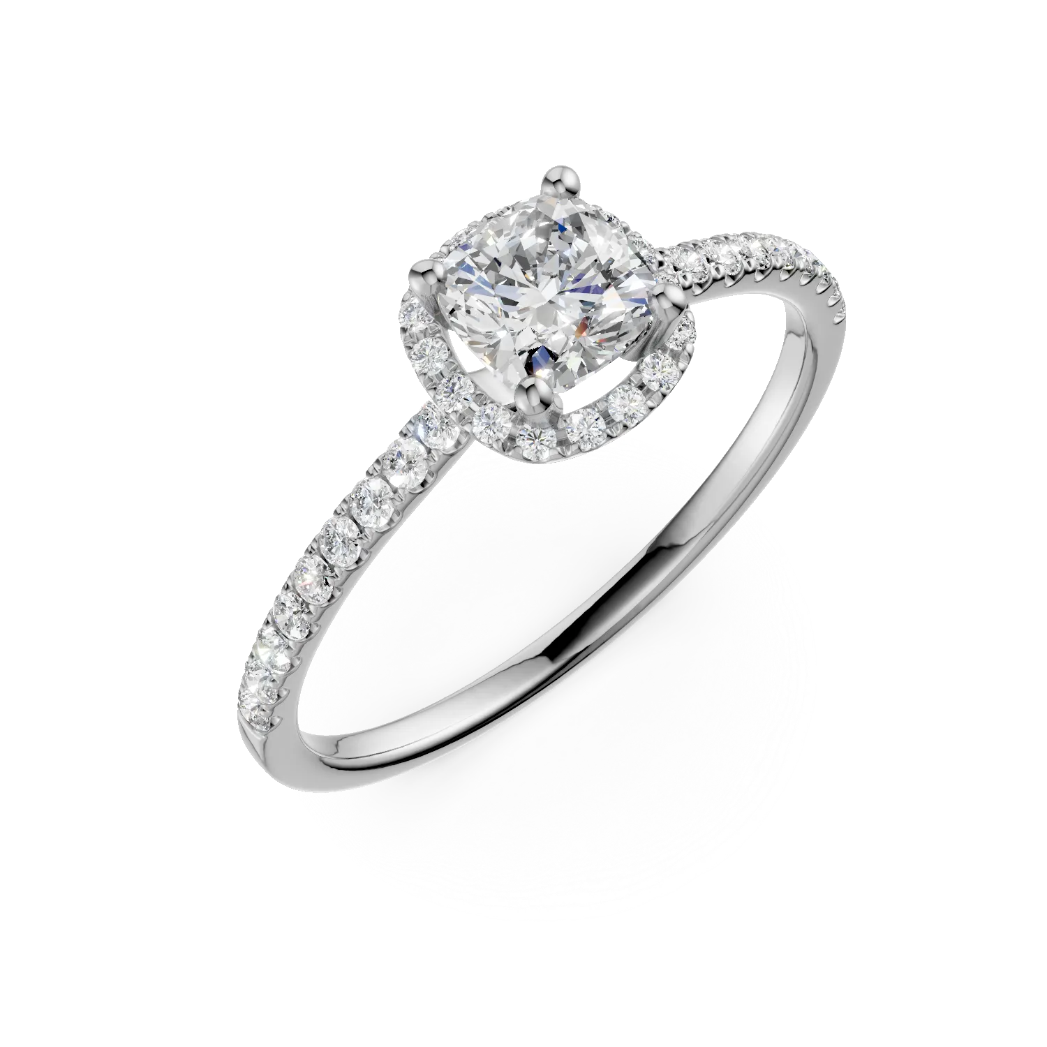 Inel de logodna din aur alb cu diamant de 0.5ct si diamante de 0.2ct
