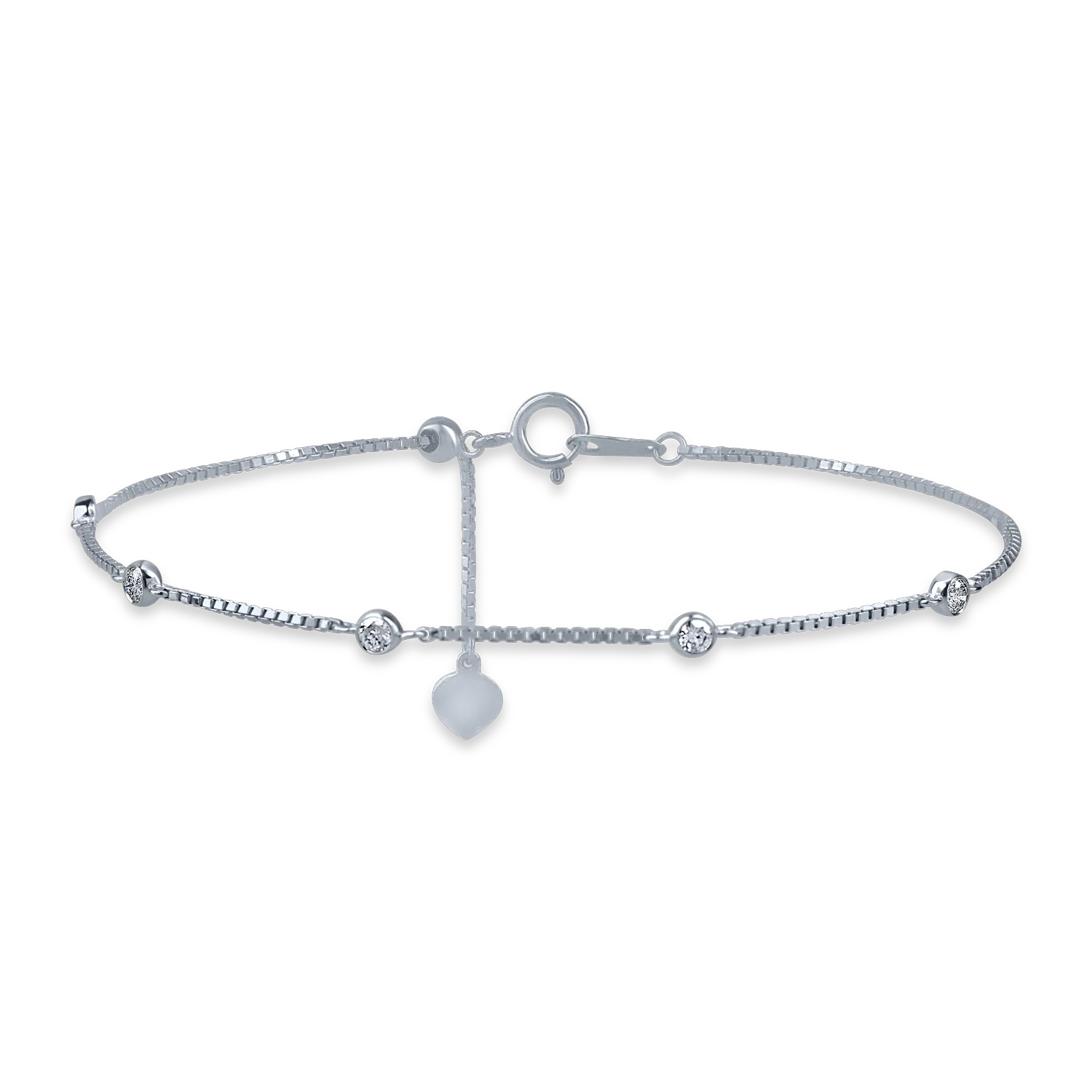 Bratara minimalista din aur alb cu diamante de 0.17ct