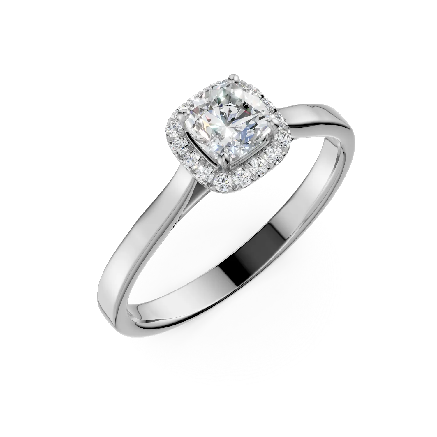 Inel de logodna din aur alb cu diamant de 0.8ct si diamante de 0.1ct