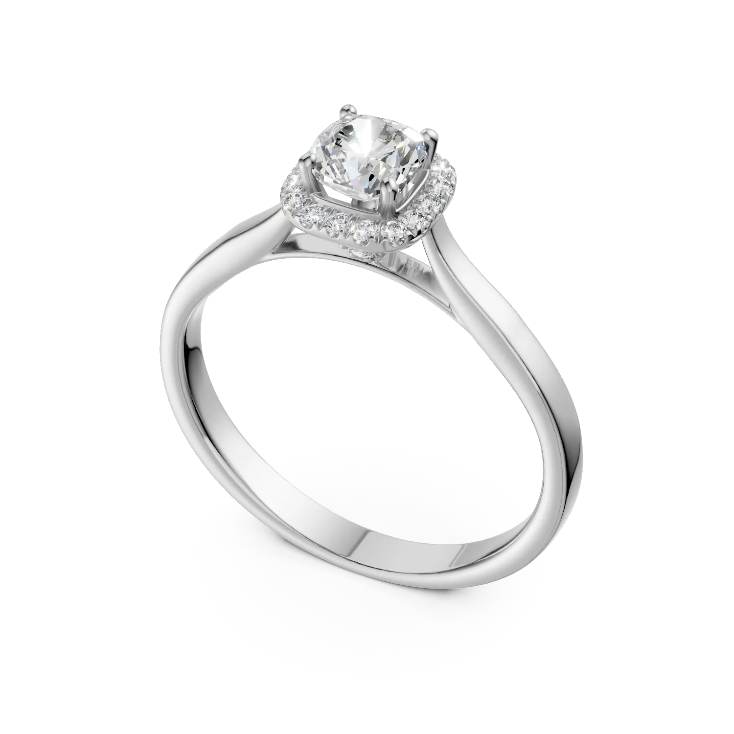 White gold engagement ring with 0.8ct diamond and 0.1ct diamonds