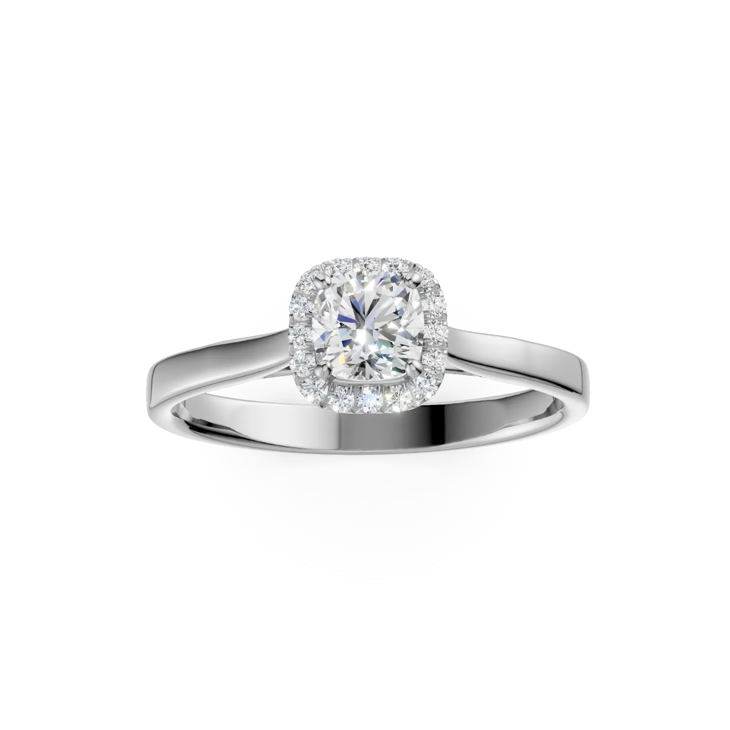 White gold engagement ring with 0.8ct diamond and 0.1ct diamonds