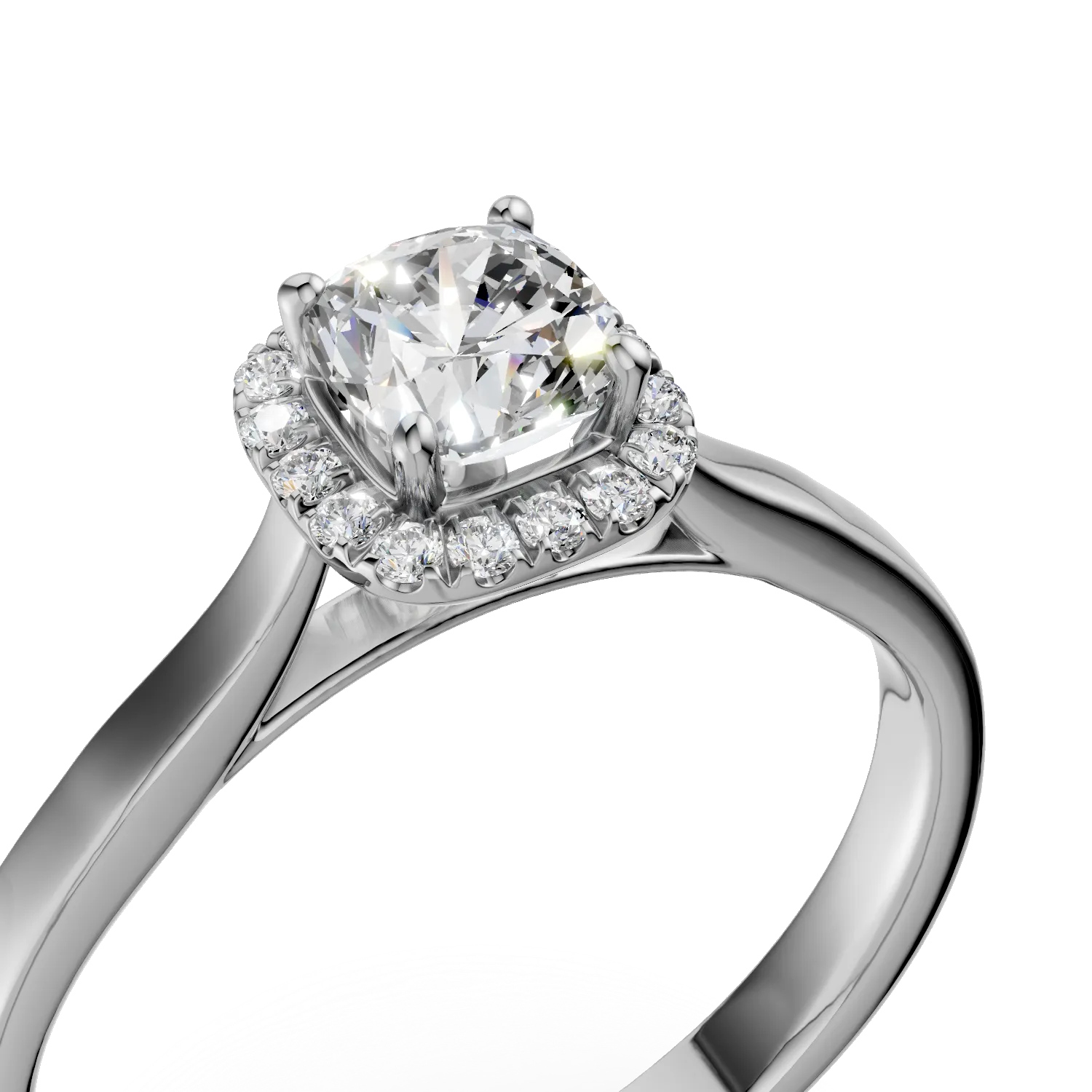 White gold engagement ring with 0.8ct diamond and 0.1ct diamonds