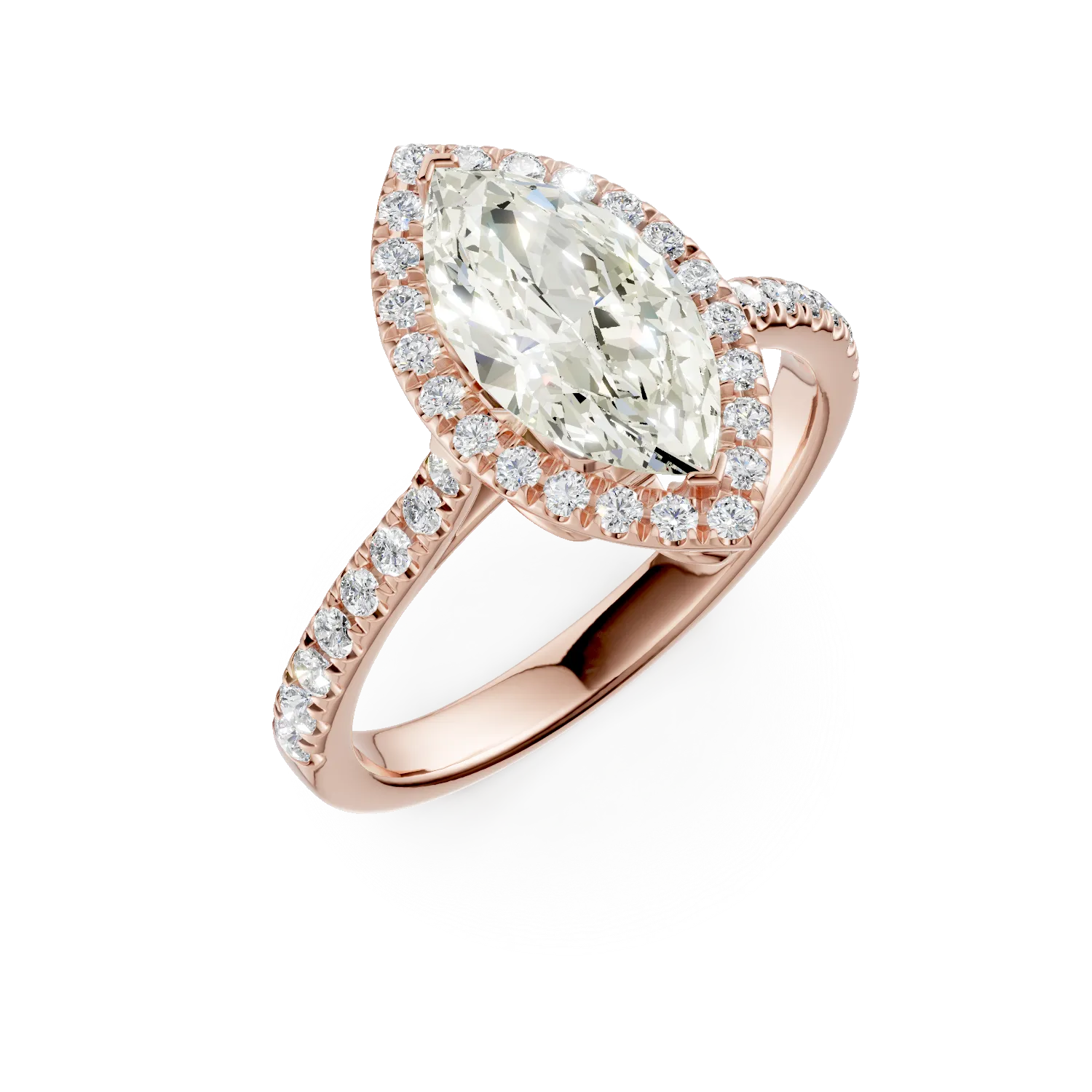 Rózsarany eljegyzési gyűrű 1.5ct gyémánttal és 0.4ct gyémántokkal