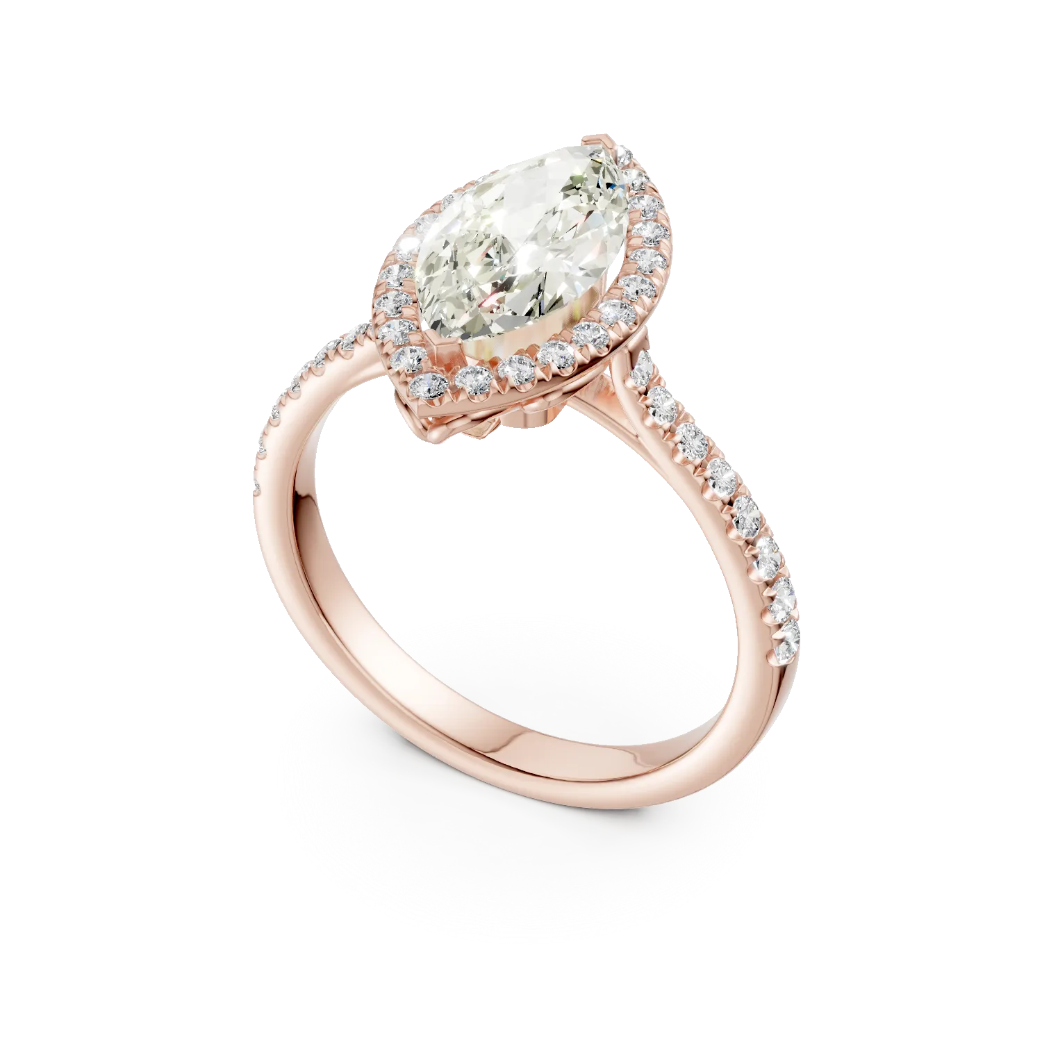 Rose gold engagement ring with 1.5ct diamond and 0.4ct diamonds