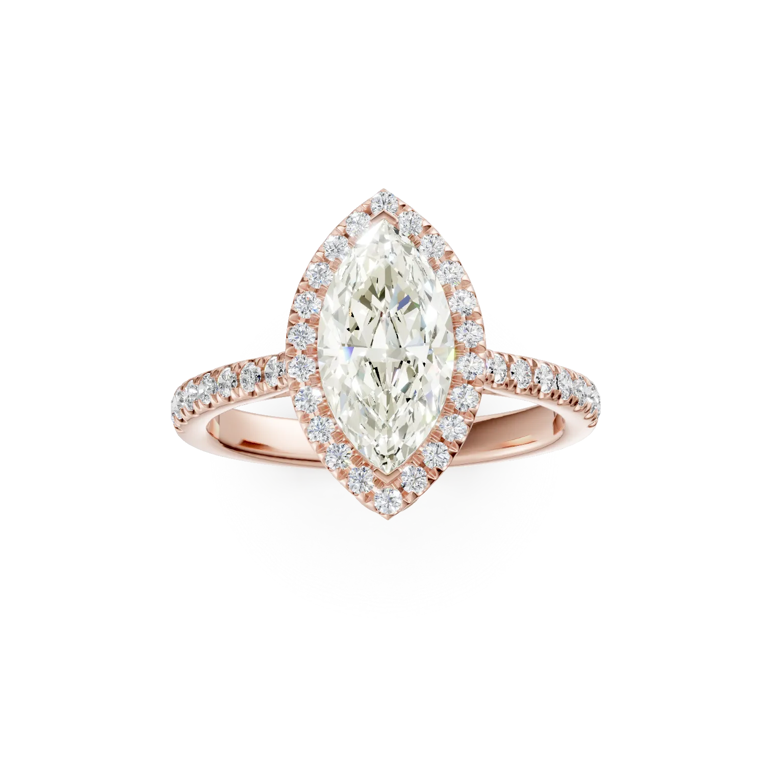 Rose gold engagement ring with 1.5ct diamond and 0.4ct diamonds