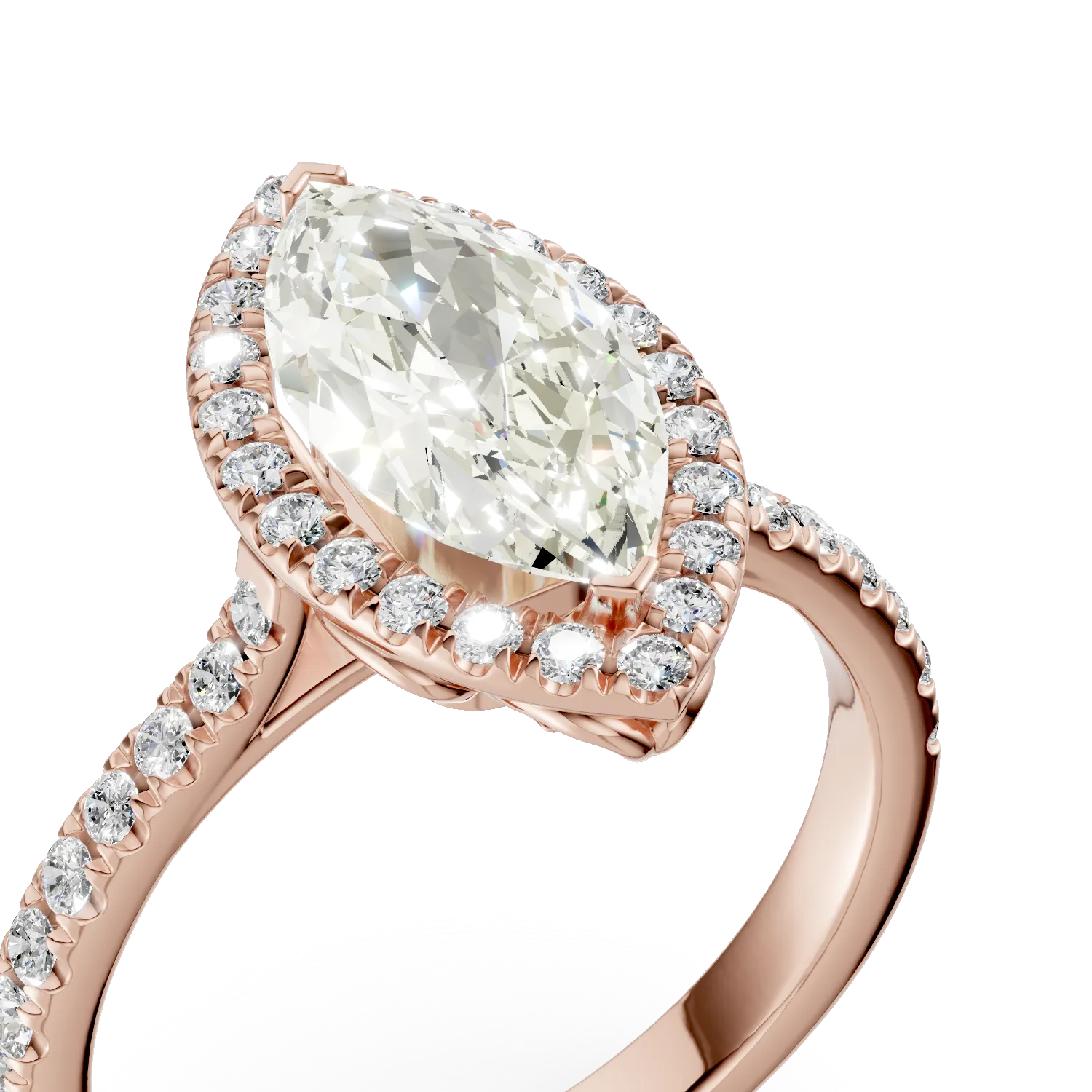 Rose gold engagement ring with 1.5ct diamond and 0.4ct diamonds