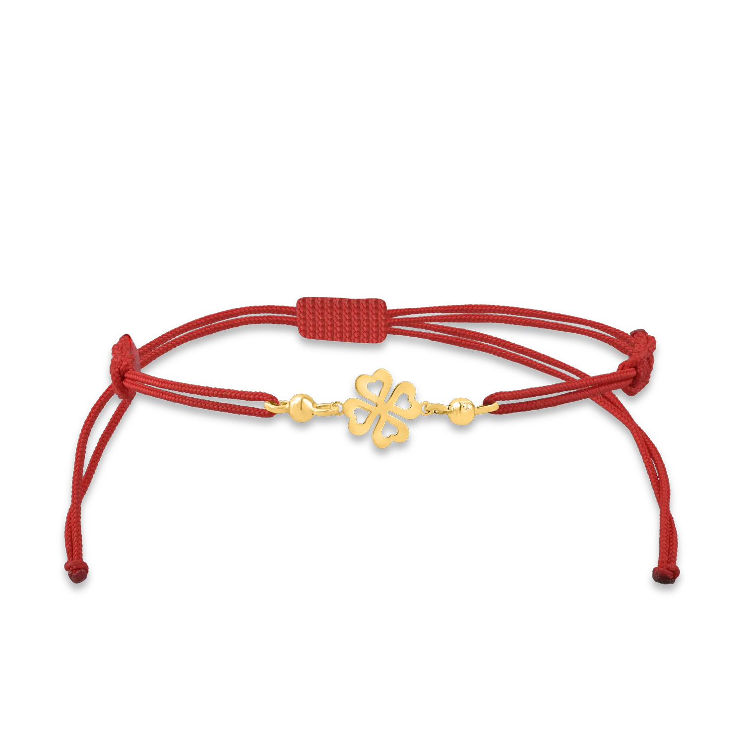 Bransoletka sznurkowa z zawieszką w kształcie koniczyny z żółtego złota