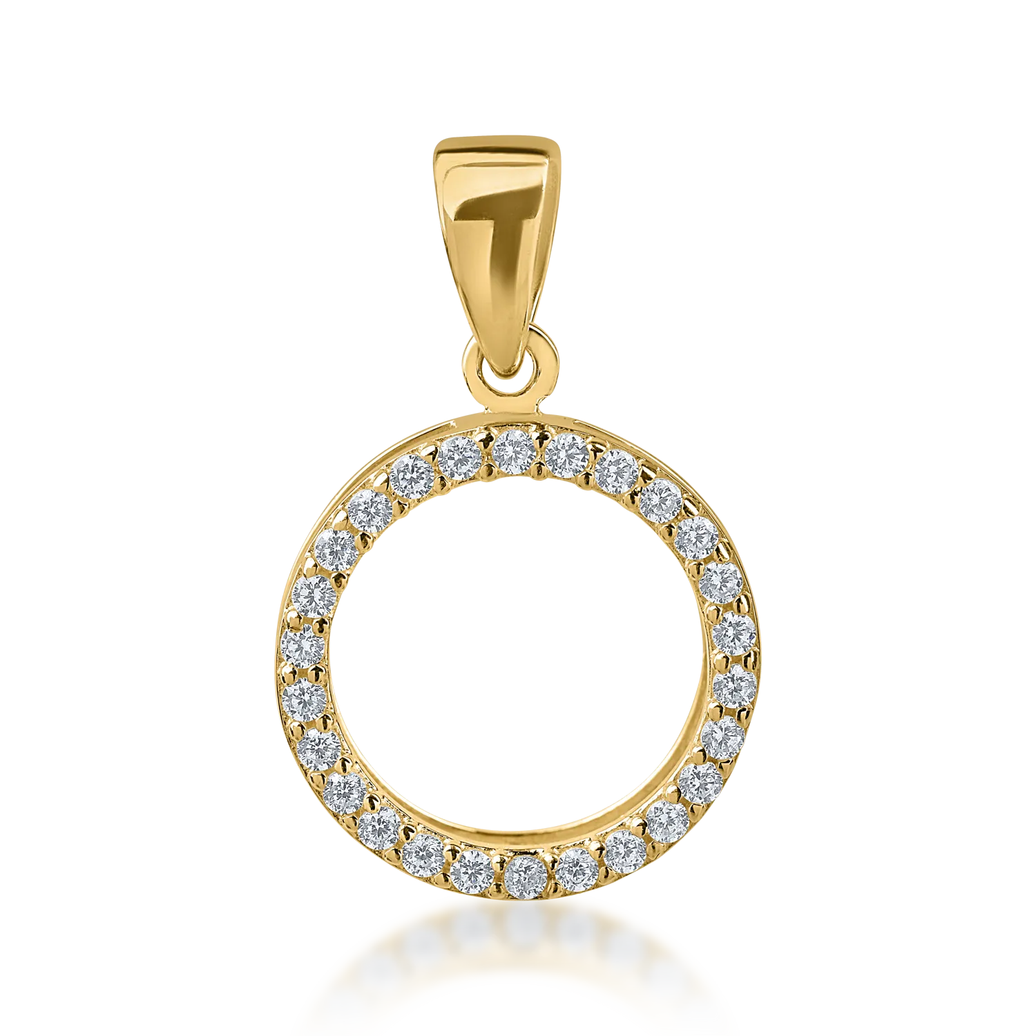 Висулка кръг от жълто злато с цирконий