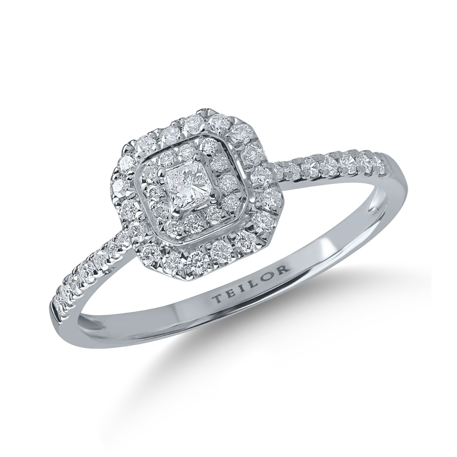 White gold halo pave ring with 0.34ct diamonds