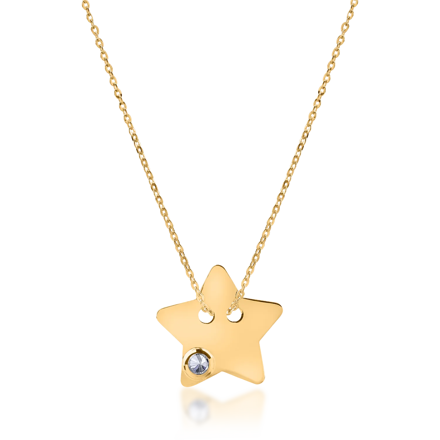 Yellow gold star pendant necklace with zirconia