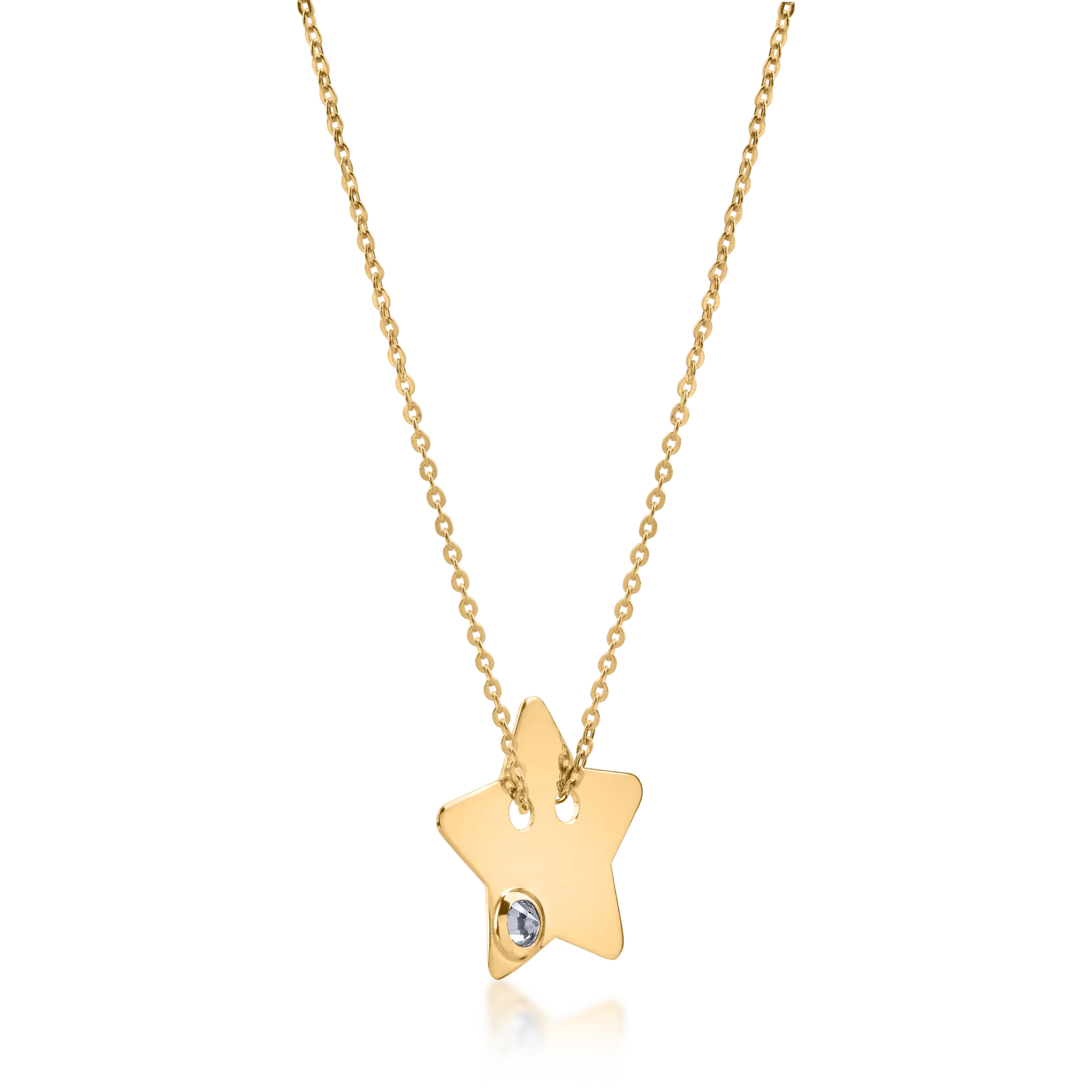 Yellow gold star pendant necklace with zirconia