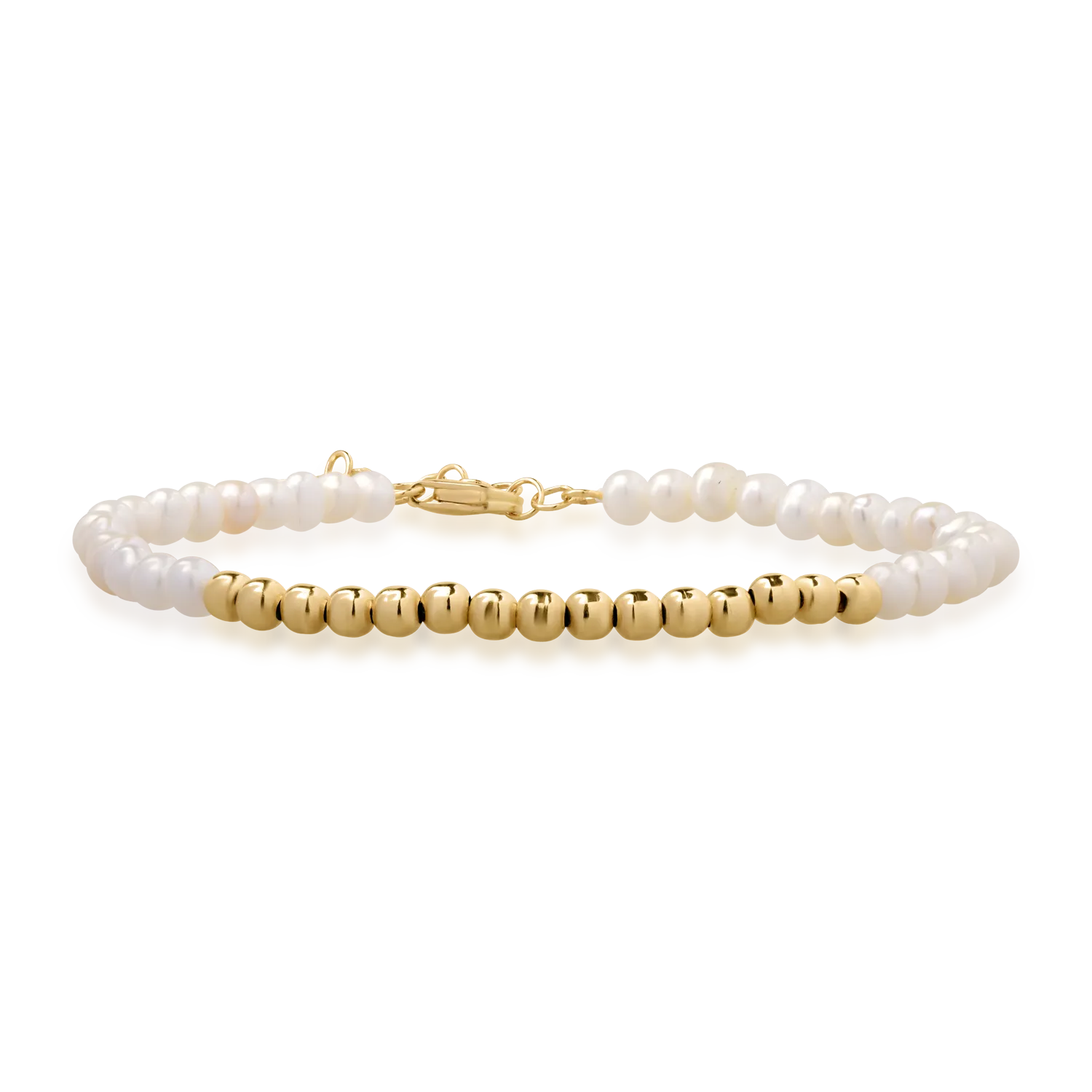 Bratara din aur galben de 14K cu perle