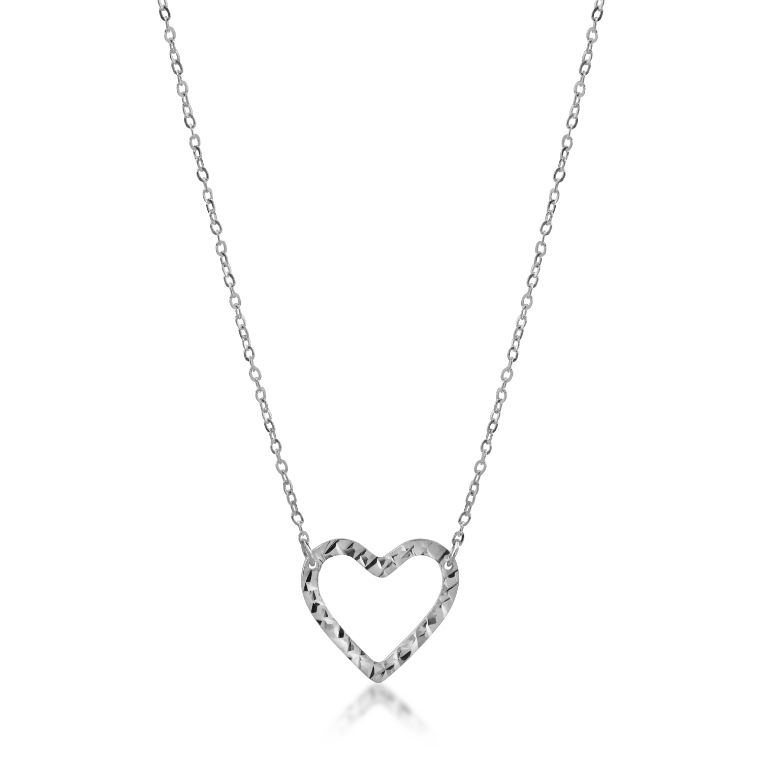 White gold heart pendant necklace