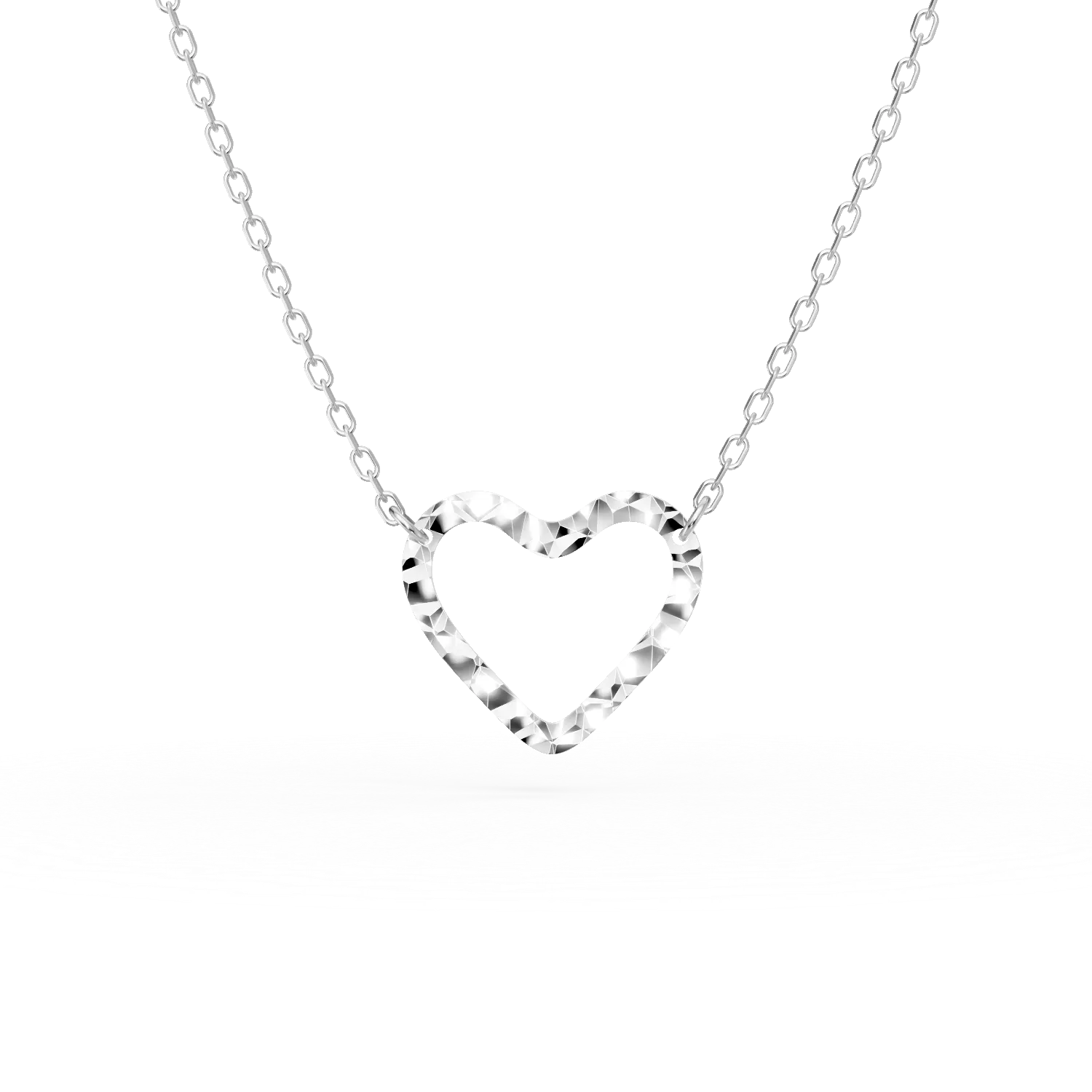 White gold heart pendant necklace