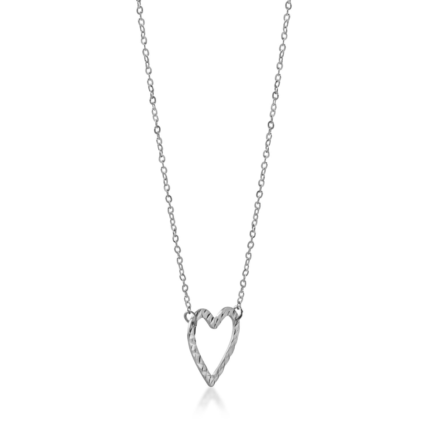 White gold heart pendant necklace