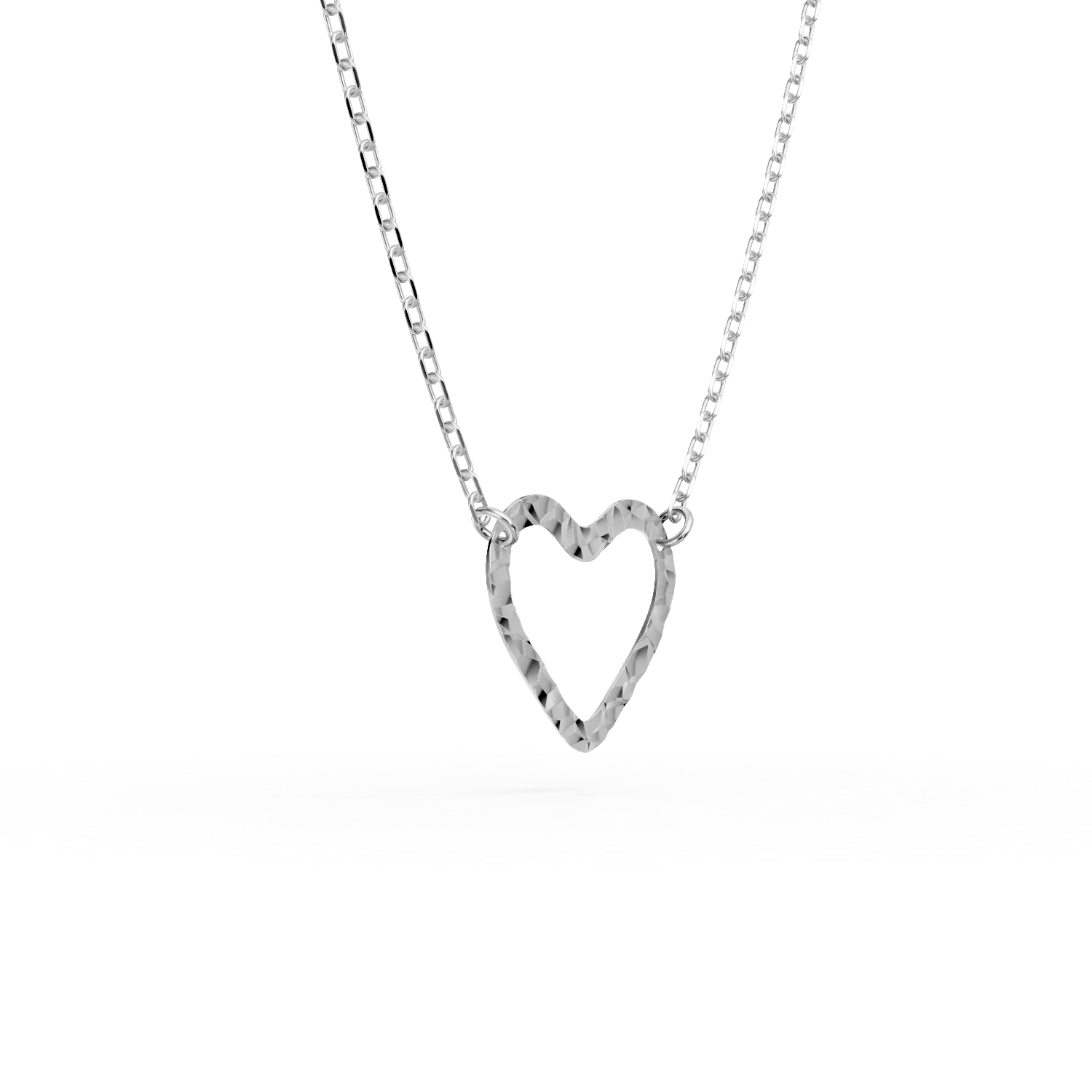 White gold heart pendant necklace