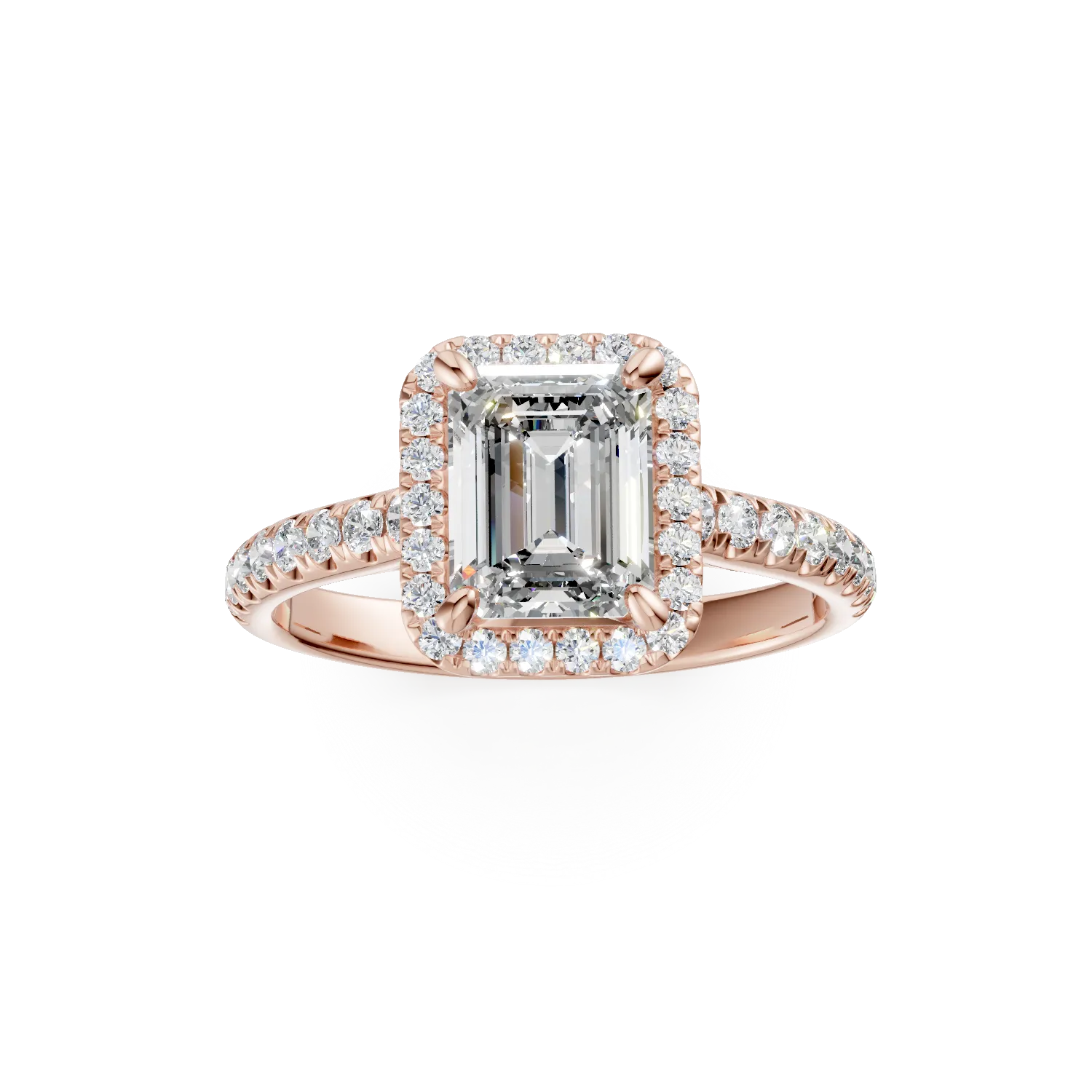 Inel de logodna din aur roz cu diamant radiant de 1.5ct si diamante de 0.4ct - imagine 3