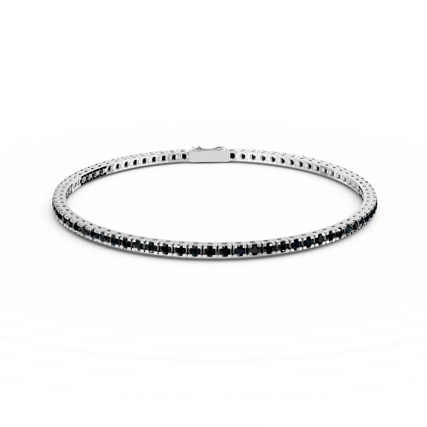 Bratara tennis din aur alb cu zirconii negre-173970