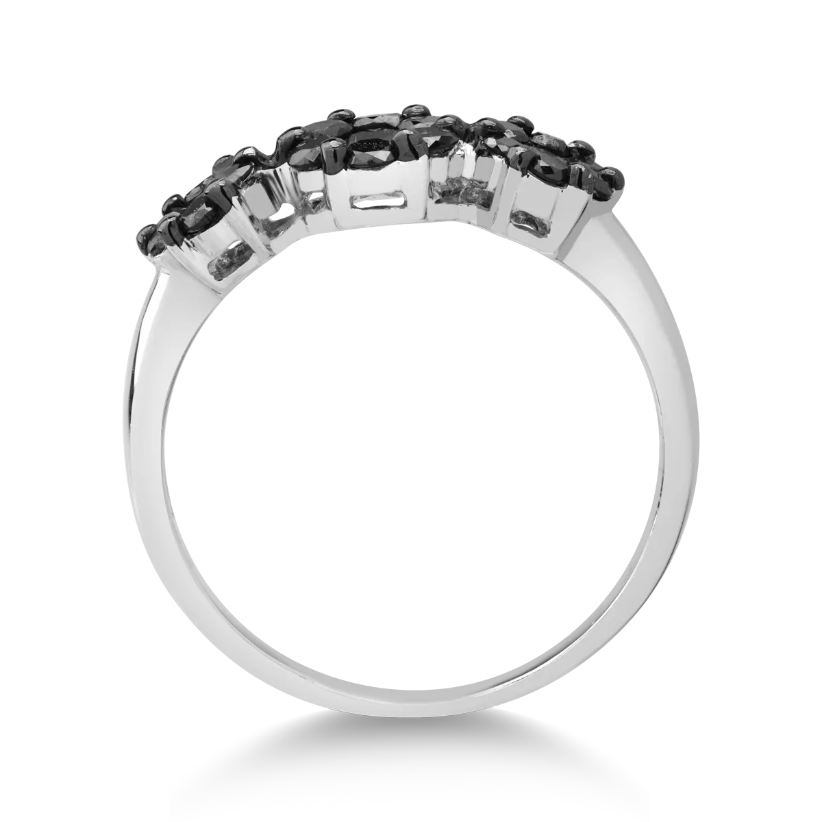 Пръстен от бяло злато 14K с черни диаманти 0.61ct