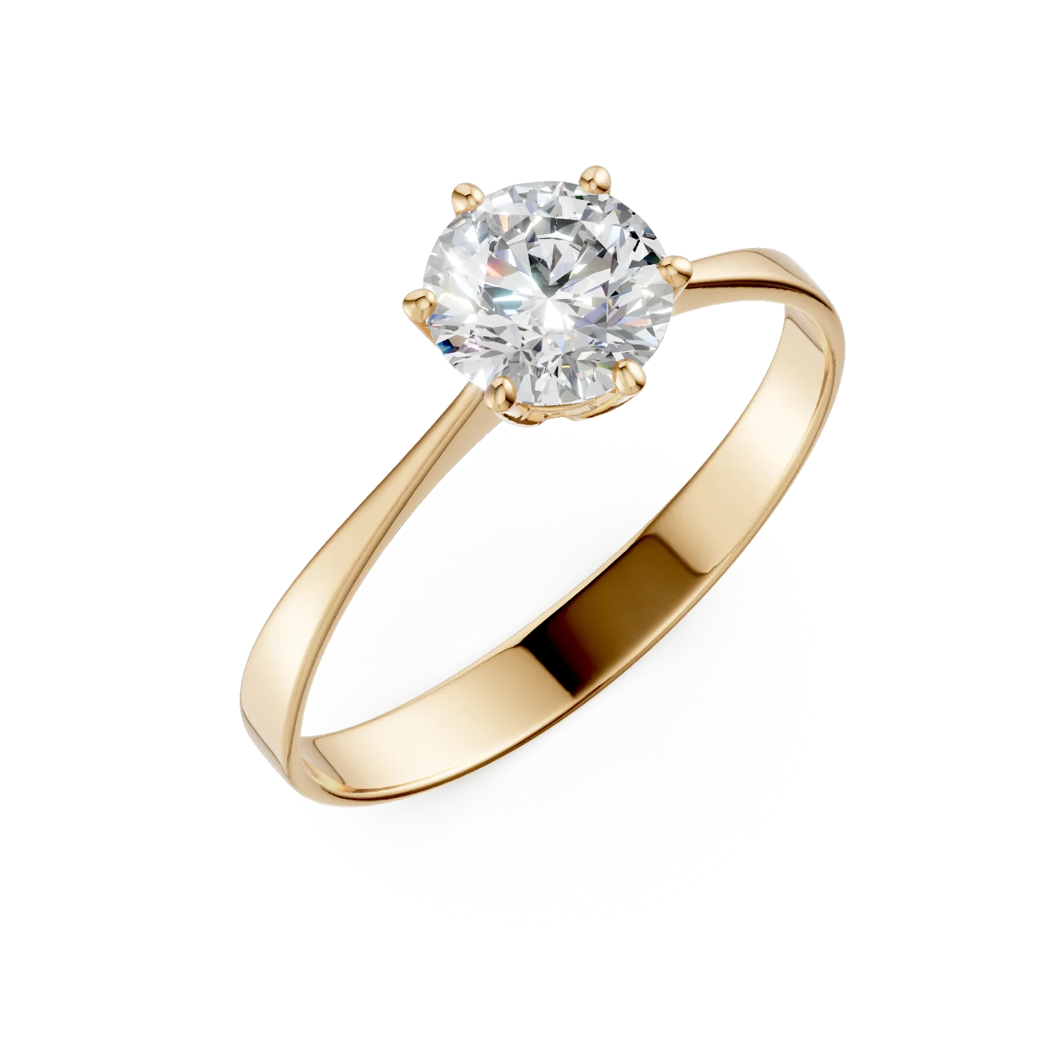 Sárga arany eljegyzési gyűrű 0.8ct pasziánsz gyémánttal