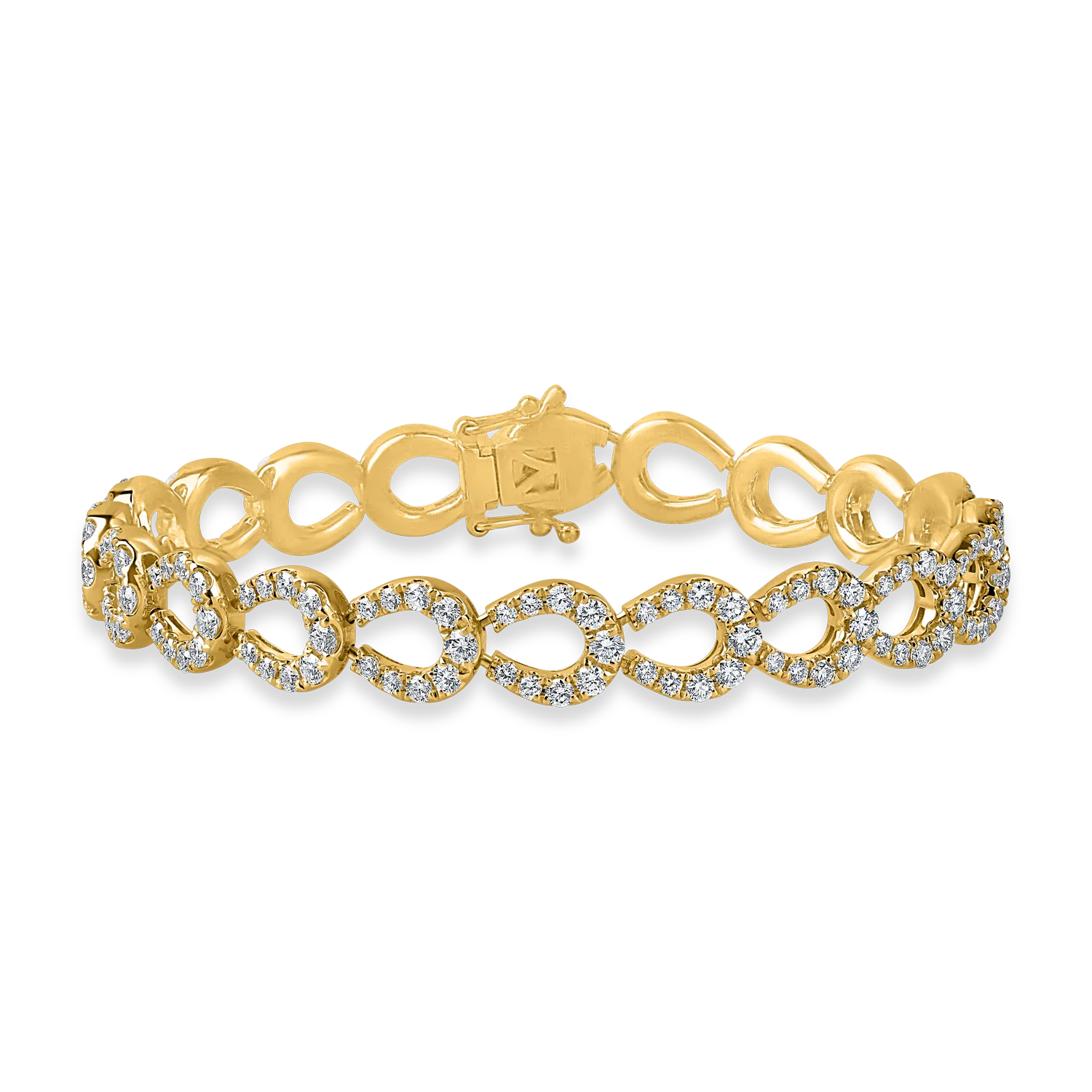 Yellow gold link chain bracelet with 4.3ct diamonds