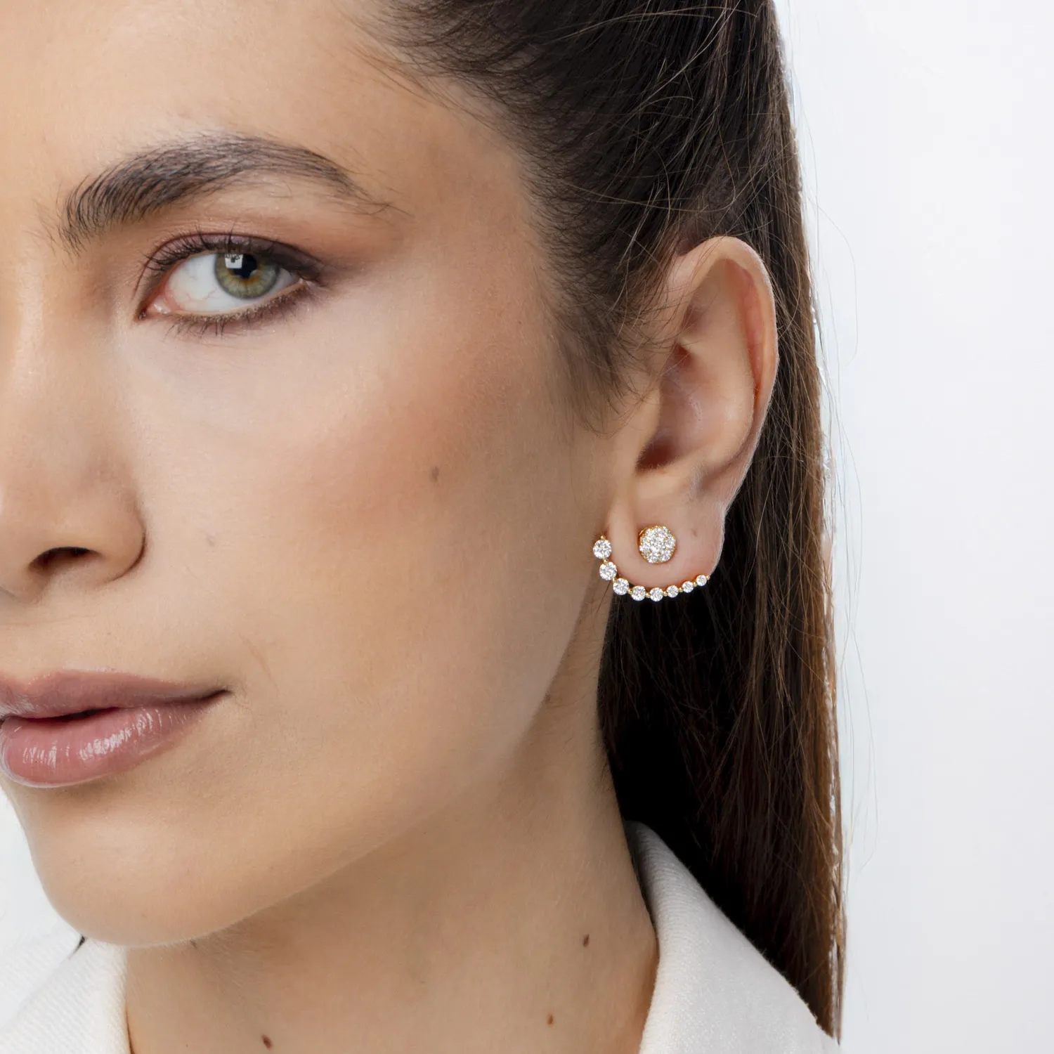 Cercei din aur galben cu diamante microsetting de 2.2ct - Imagine 3