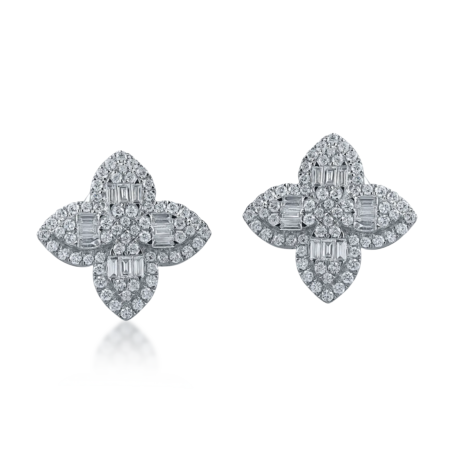 Fehérarany geometrikus fülbevaló 1.1ct gyémántokkal