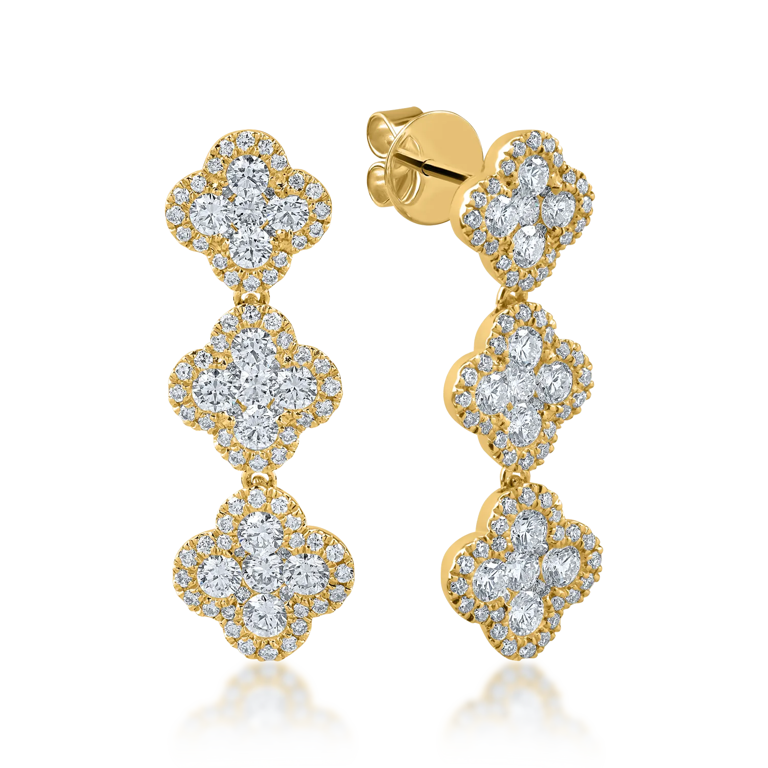 Cercei din aur galben cu diamante de 1.8ct
