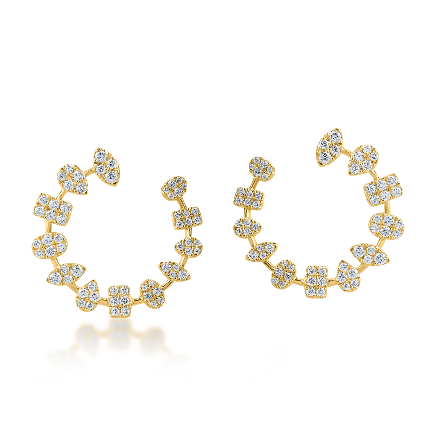 Sárga arany fülbevaló 1.2ct gyémántokkal