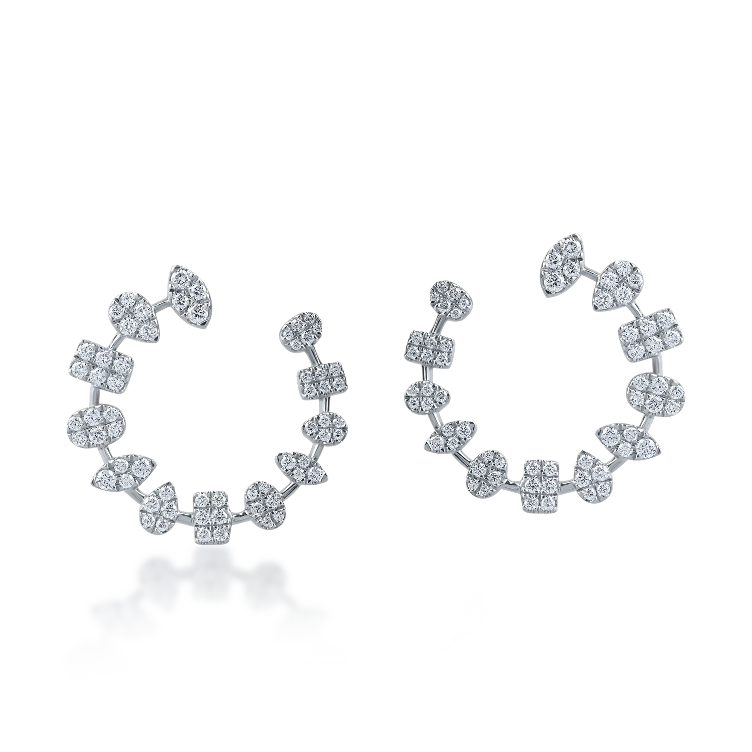 Cercei on ear din aur alb cu diamante de 1.1ct