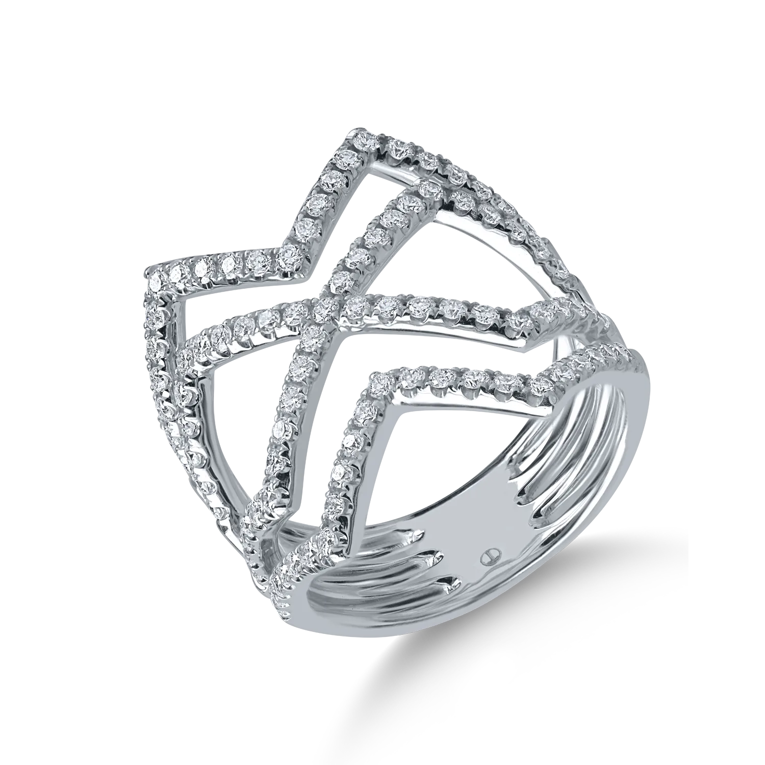 White gold geometric ring with 0.9ct diamonds