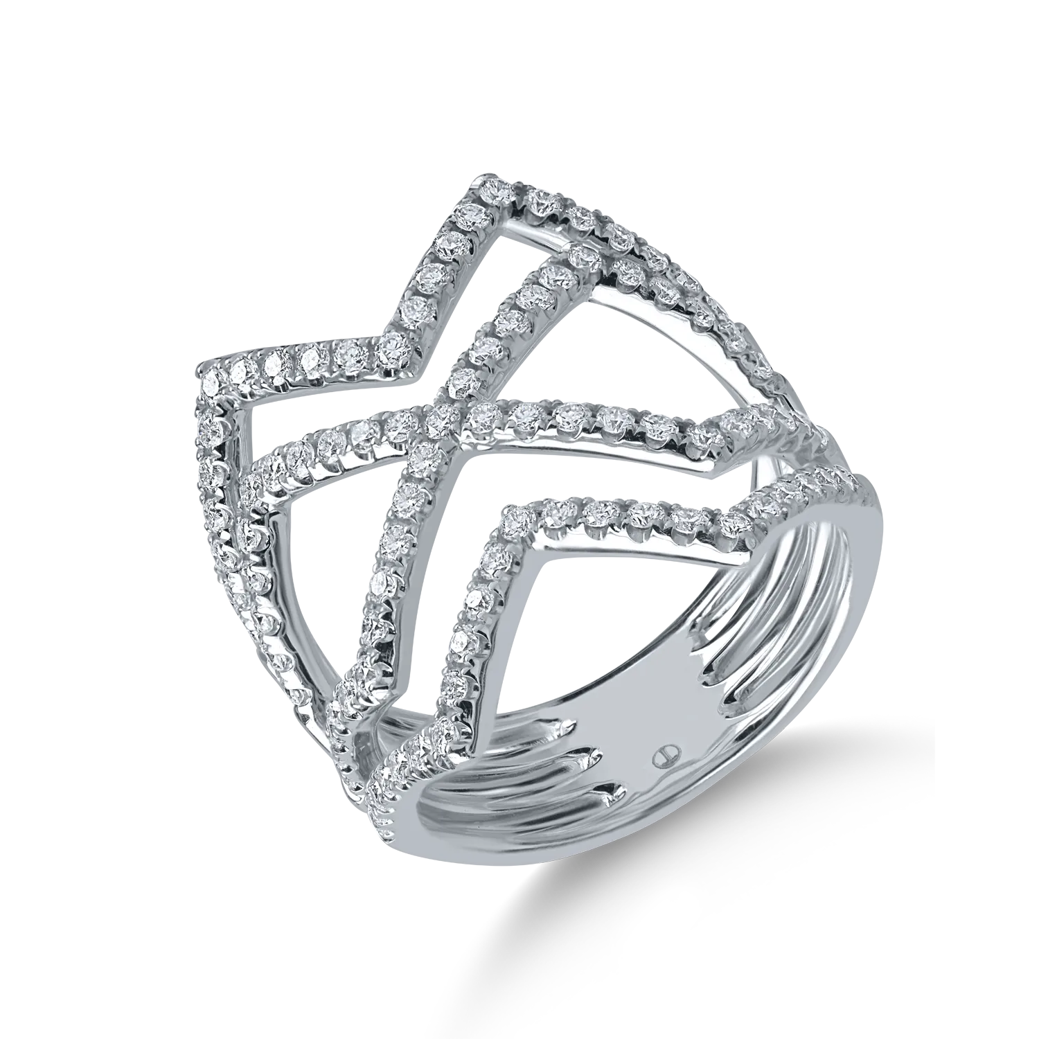 Inel geometric din aur alb cu diamante de 0.9ct-174056