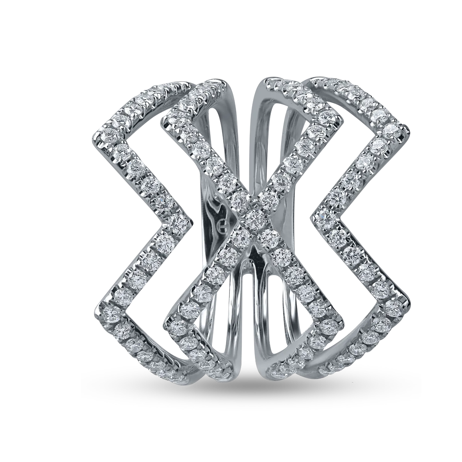 Inel geometric din aur alb cu diamante de 0.9ct