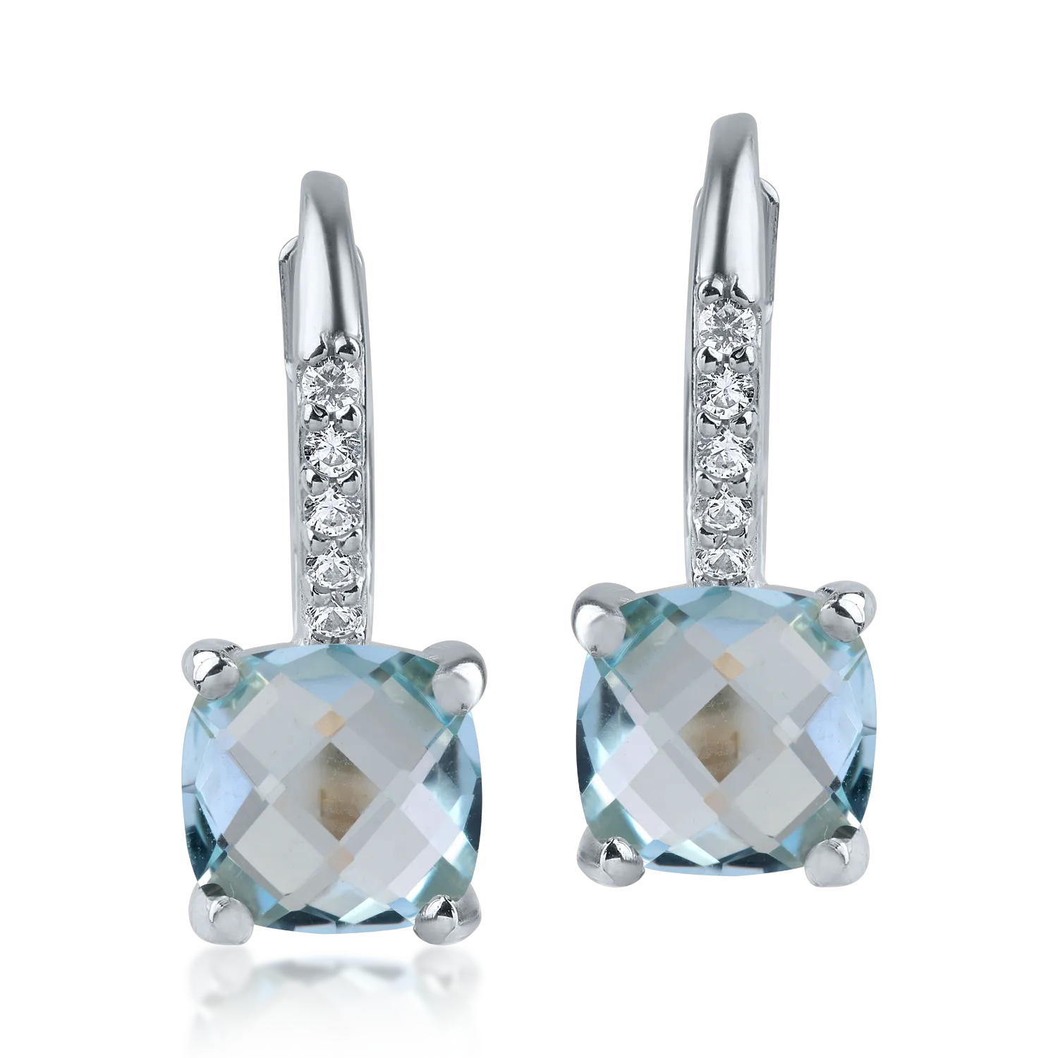 White gold earrings with 2.2ct topazes and zirconia