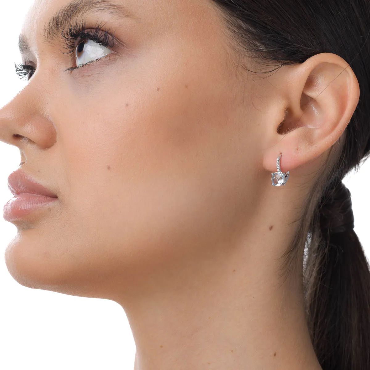 Kolczyki z białego złota z 2.2ct topazami i cyrkoniami