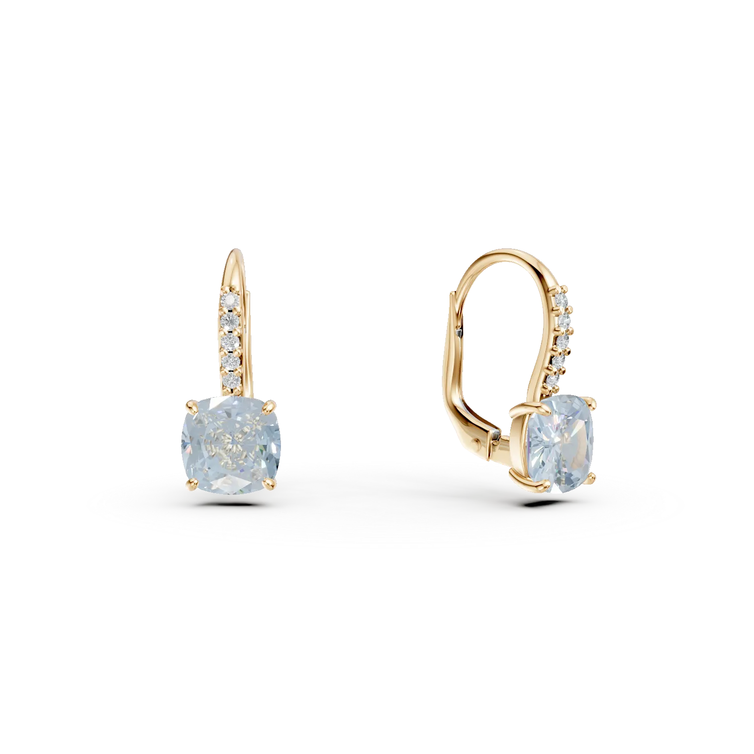 Cercei din aur galben cu topaze cushion de 2.2ct si zirconii