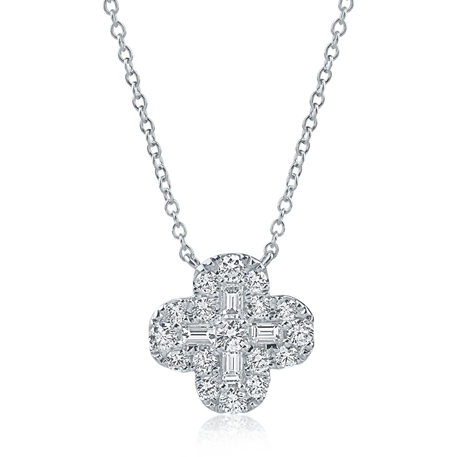 White gold necklace with flower pendant and 1ct diamonds