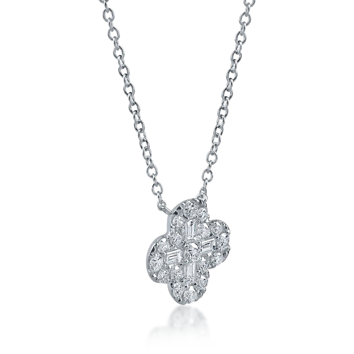 White gold necklace with flower pendant and 1ct diamonds