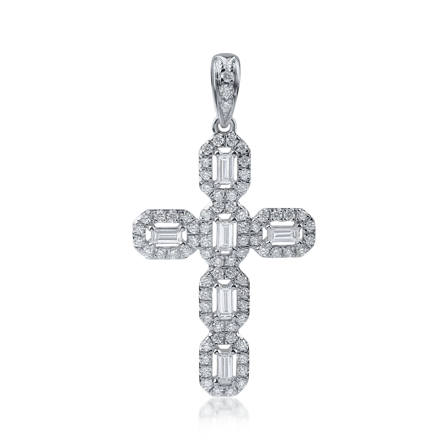 Pandantiv cruce din aur alb cu diamante de 0.5ct-174101