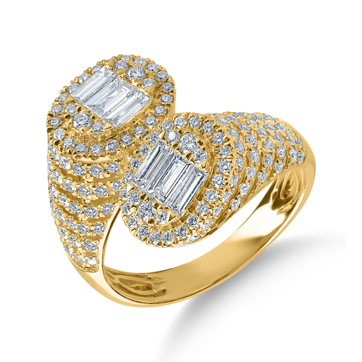 Sárga arany gyűrű 1.4ct gyémántokkal
