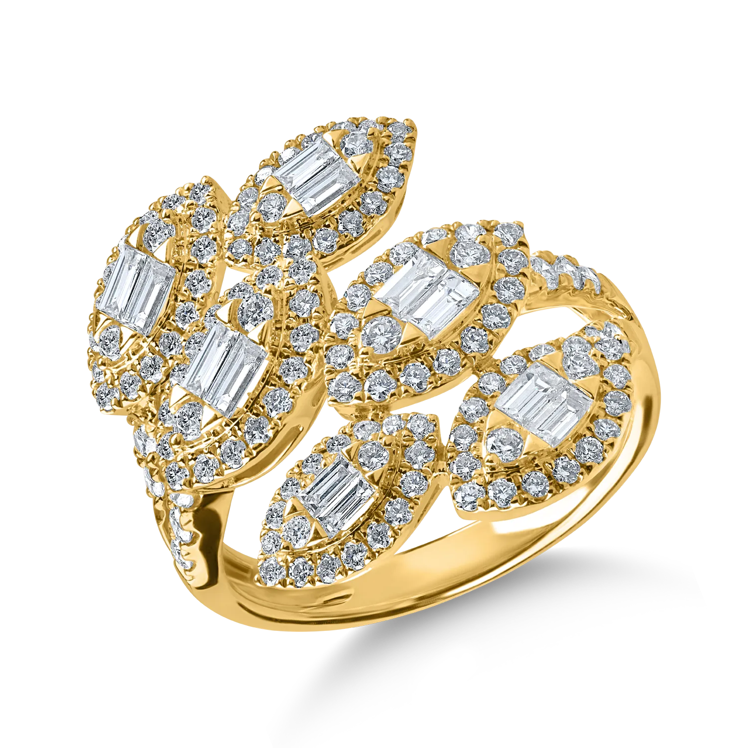 Sárga arany gyűrű 1.3ct gyémántokkal