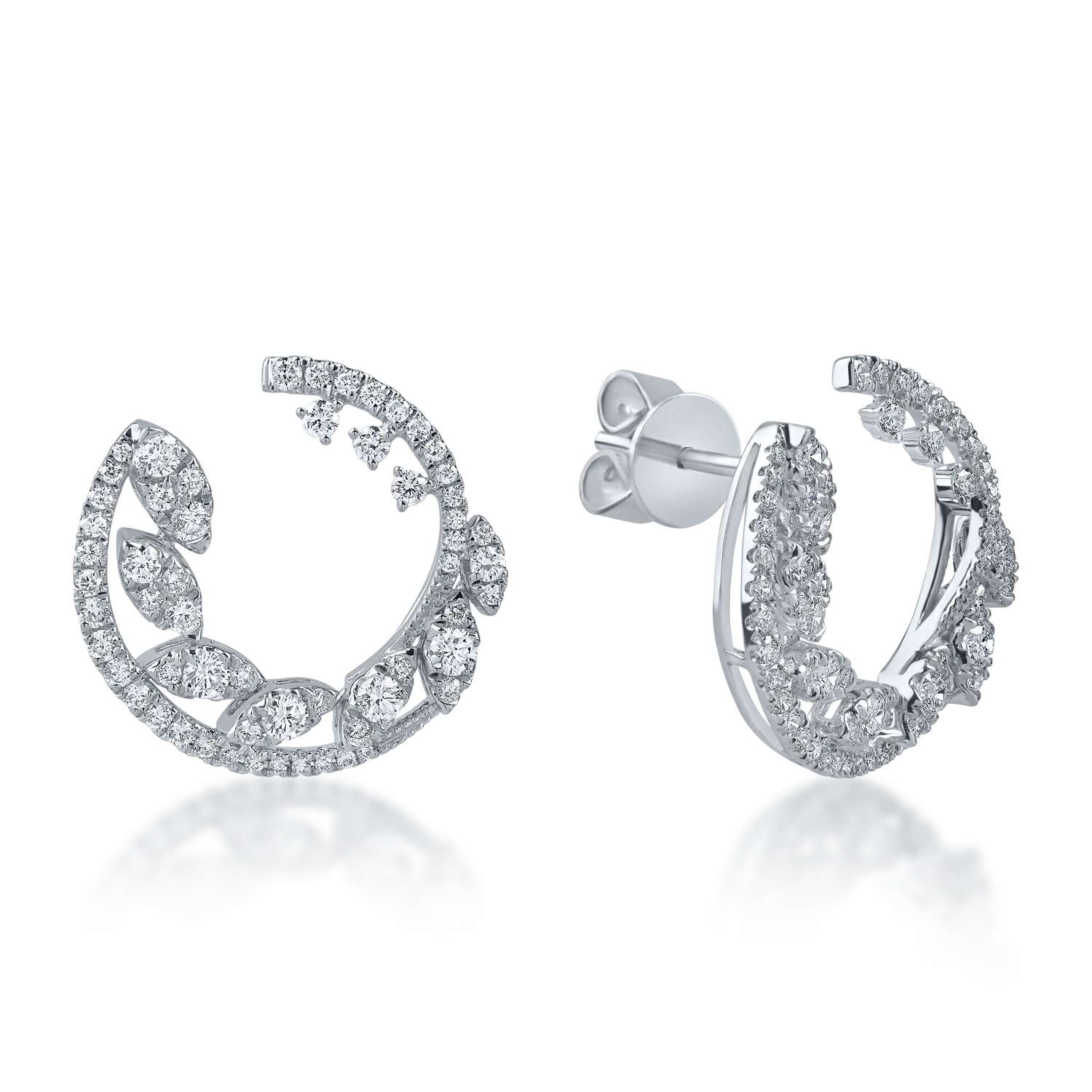 White gold on ear earrings with 1.1ct diamonds